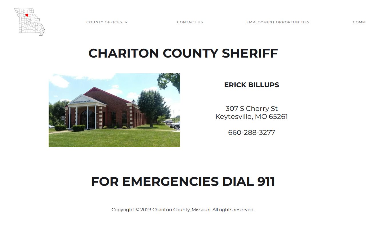 Chariton County Sheriff contact page without a public warrant roster